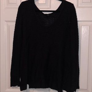 Log sleeve sweater w/ vneck